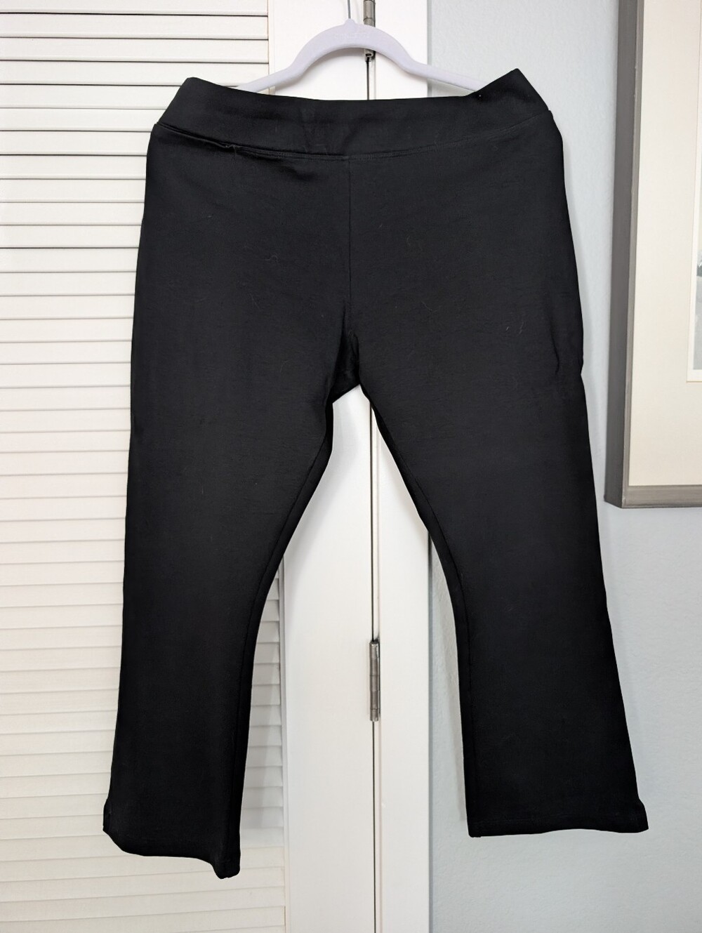 American Giant Women's Black And Blue Pointe Kick Pleat Cropped Pants